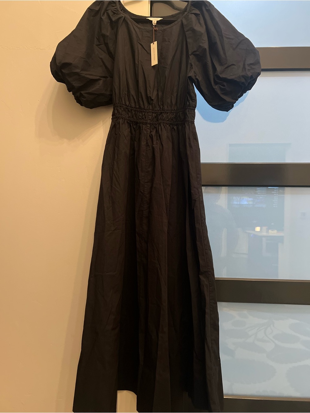 Banana Republic Black Puff-Sleeve Maxi Dress